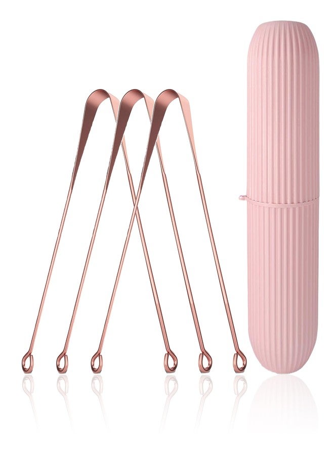 Style Keepers 3Pcs Ayurvedic Copper Tongue Cleaner for Kids & Adults Easy to Use With Travel Capsule Plastic Tooth Brush Paste Holder Flexible Design for Health, Oral Care Tool -3 Pack - Image 1